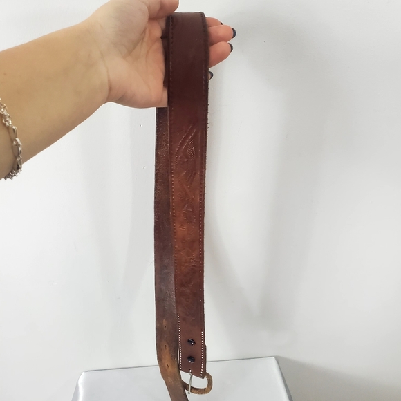 Vintage Men's Brown Western Leather Belt - Picture 8 of 11